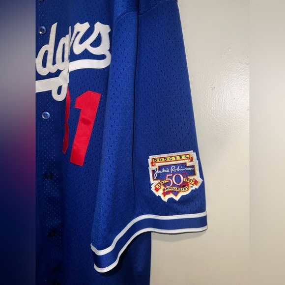 Vintage Mitchell & Ness 50thAnniversary  Jackie Robinson 1997 Mike Piazza Jersey - Picture 5 of 10